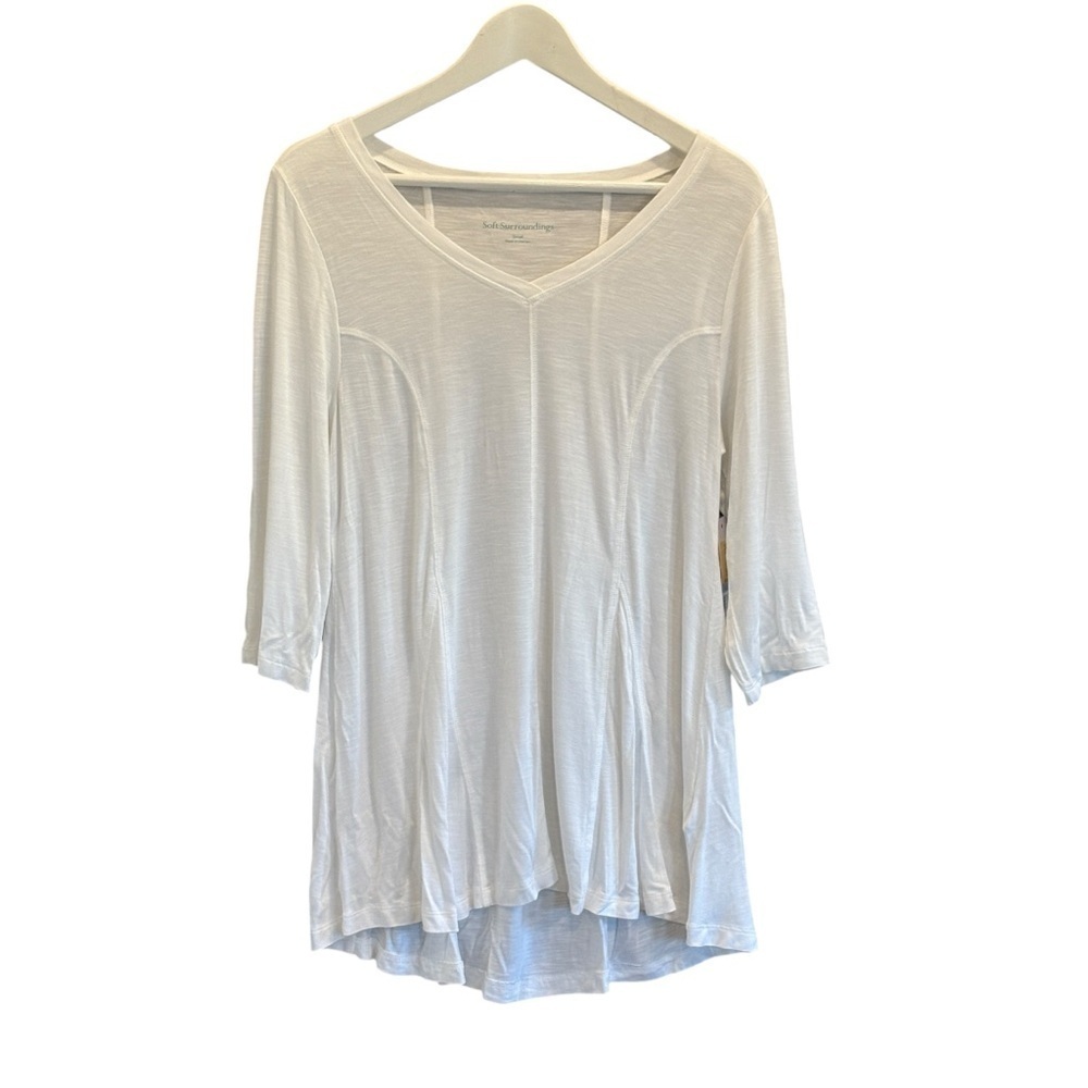 Soft Surroundings NWT White V Neck Blouse Tunic Size Small